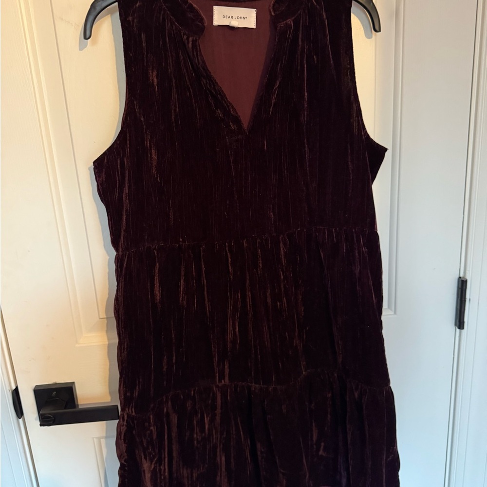 Dear John Velvet Mini-Dress in Rich Burgundy